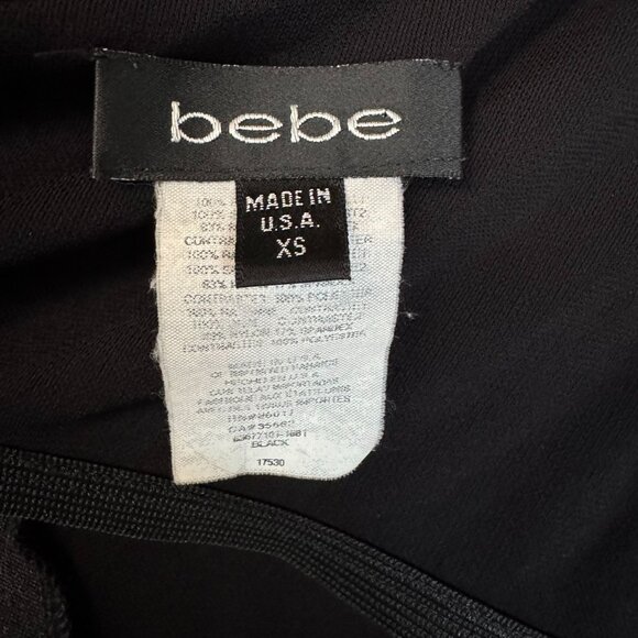 90s Vintage Bebe Black Silk Lace Mix Fabric Shelf Bra One Shoulder Blouse - Picture 9 of 11